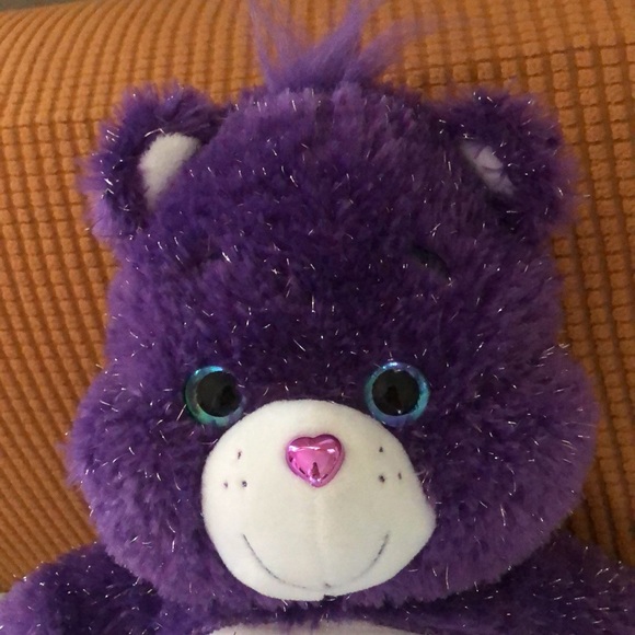 2017 Purple Care Bear Rainbow Heart Glitter, Anniversary Bear Limited Edition!* - Picture 2 of 10